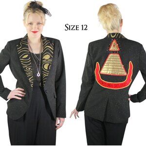 Desperately Seeking 80s Pyramid Style Size 12 Black Glitter Susan Jacket